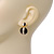 Black Enamel Diamante Dome Shape Drop Earrings In Gold Plating - 2.5cm Length - view 2