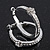 Medium Austrian Crystal With Flower Hoop Earrings In Rhodium Plating - 3.5cm D - view 6
