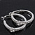 Medium Austrian Crystal With Flower Hoop Earrings In Rhodium Plating - 3.5cm D - view 4