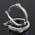 Medium Austrian Crystal With Flower Hoop Earrings In Rhodium Plating - 3.5cm D - view 10
