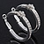 Medium Austrian Crystal With Flower Hoop Earrings In Rhodium Plating - 3.5cm D - view 5