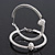 Clear Crystal With Ball Hoop Earrings In Rhodium Plated Metal - 5.5cm Diameter - view 2