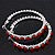 Red/ Clear Crystal Hoop Earrings In Rhodium Plating - 55mm Diameter - view 4