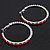 Red/ Clear Crystal Hoop Earrings In Rhodium Plating - 55mm Diameter - view 6