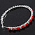 Red/ Clear Crystal Hoop Earrings In Rhodium Plating - 55mm Diameter - view 5