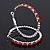 Red/ Clear Crystal Hoop Earrings In Rhodium Plating - 55mm Diameter