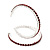 Large Burgundy Red Austrian Crystal Hoop Earrings In Rhodium Plating - 6cm Diameter - view 3