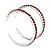 Large Burgundy Red Austrian Crystal Hoop Earrings In Rhodium Plating - 6cm Diameter