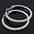 Medium Crystal Hoop Earrings In Rhodium Plated Metal - 4.5cm Diameter - view 5