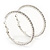 Medium Crystal Hoop Earrings In Rhodium Plated Metal - 4.5cm Diameter - view 3