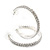 2-Row Clear Crystal Hoop Earrings In Rhodium Plating - 5cm Diameter - view 5