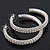 2-Row Clear Crystal Hoop Earrings In Rhodium Plating - 5cm Diameter - view 7