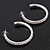 2-Row Clear Crystal Hoop Earrings In Rhodium Plating - 5cm Diameter - view 9
