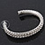 2-Row Clear Crystal Hoop Earrings In Rhodium Plating - 5cm Diameter - view 8