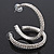 2-Row Clear Crystal Hoop Earrings In Rhodium Plating - 5cm Diameter - view 4