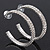 2-Row Clear Crystal Hoop Earrings In Rhodium Plating - 5cm Diameter - view 3