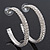 2-Row Clear Crystal Hoop Earrings In Rhodium Plating - 5cm Diameter - view 6