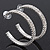 2-Row Clear Crystal Hoop Earrings In Rhodium Plating - 5cm Diameter - view 11
