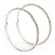 Large Austrian Clear Crystal Hoop Earrings In Rhodium Plating - 6cm Diameter