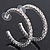Medium Classic Austrian Crystal Hoop Earrings In Rhodium Plating - 4.5cm D - view 6