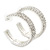 Three-Row Clear Crystal Hoop Earrings In Rhodium Plated Metal - Medium (4.5cm Diameter) - view 10