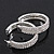 Three-Row Clear Crystal Hoop Earrings In Rhodium Plated Metal - Medium (4.5cm Diameter) - view 9