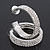 Three-Row Clear Crystal Hoop Earrings In Rhodium Plated Metal - Medium (4.5cm Diameter) - view 11