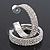 Three-Row Clear Crystal Hoop Earrings In Rhodium Plated Metal - Medium (4.5cm Diameter) - view 6