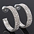 Three-Row Clear Crystal Hoop Earrings In Rhodium Plated Metal - Medium (4.5cm Diameter) - view 7