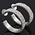 Three-Row Clear Crystal Hoop Earrings In Rhodium Plated Metal - Medium (4.5cm Diameter) - view 12