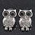 Funky Crystal 'Owl' Stud Earrings In Silver Plating - 22mm Length