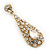 Gold Plated Clear CZ Teardrop Earrings - 6.5cm Length - view 9