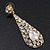 Gold Plated Clear CZ Teardrop Earrings - 6.5cm Length - view 2