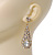 Gold Plated Clear CZ Teardrop Earrings - 6.5cm Length - view 5