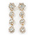 Long Bridal Crystal Floral Drop Earrings - 8.5cm Length
