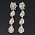 Long Bridal Crystal Floral Drop Earrings - 8.5cm Length - view 6