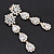Long Bridal Crystal Floral Drop Earrings - 8.5cm Length - view 7