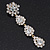 Long Bridal Crystal Floral Drop Earrings - 8.5cm Length - view 9