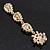 Long Bridal Crystal Floral Drop Earrings - 8.5cm Length - view 4