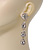 Long Bridal Crystal Floral Drop Earrings - 8.5cm Length - view 5