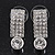 Clear Crystal 'I' Shape Stud Earrings In Silver Plating - 2.5cm Length - view 4