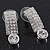 Clear Crystal 'I' Shape Stud Earrings In Silver Plating - 2.5cm Length - view 5