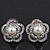 Classic Crystal Faux Pearl Flower Stud Earrings In Rhodium Plating - 2cm Diameter - view 5