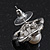 Classic Crystal Faux Pearl Flower Stud Earrings In Rhodium Plating - 2cm Diameter - view 8