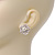 Classic Crystal Faux Pearl Flower Stud Earrings In Rhodium Plating - 2cm Diameter - view 2