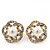 Gold Plated Diamante Faux Pearl Flower Stud Earrings - 2cm Diameter - view 2