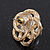 Gold Plated Diamante Faux Pearl Flower Stud Earrings - 2cm Diameter - view 5