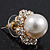 Classic Diamante Faux Pearl Flower Stud Earrings In Gold Plating - 18mm Diameter - view 3