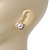 Classic Diamante Faux Pearl Flower Stud Earrings In Gold Plating - 18mm Diameter - view 5