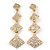 Bridal Ice Clear Crystal Cascade Drop Earrings In Gold Plating - 7cm Length - view 5